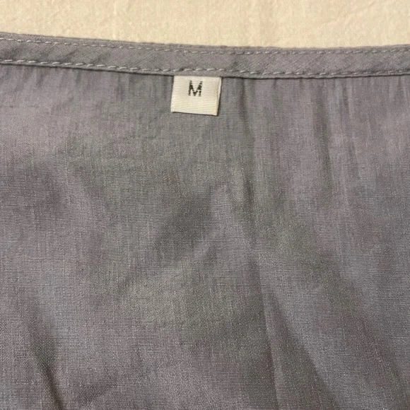 Embroidered Blouse Womens Medium Gray V Neck Top Short Sleeve Crochet Bohemian - Picture 3 of 8